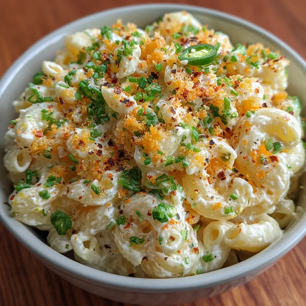 Creamy Jalapeño Popper Macaroni Salad with Bacon and Cream Cheese - main view